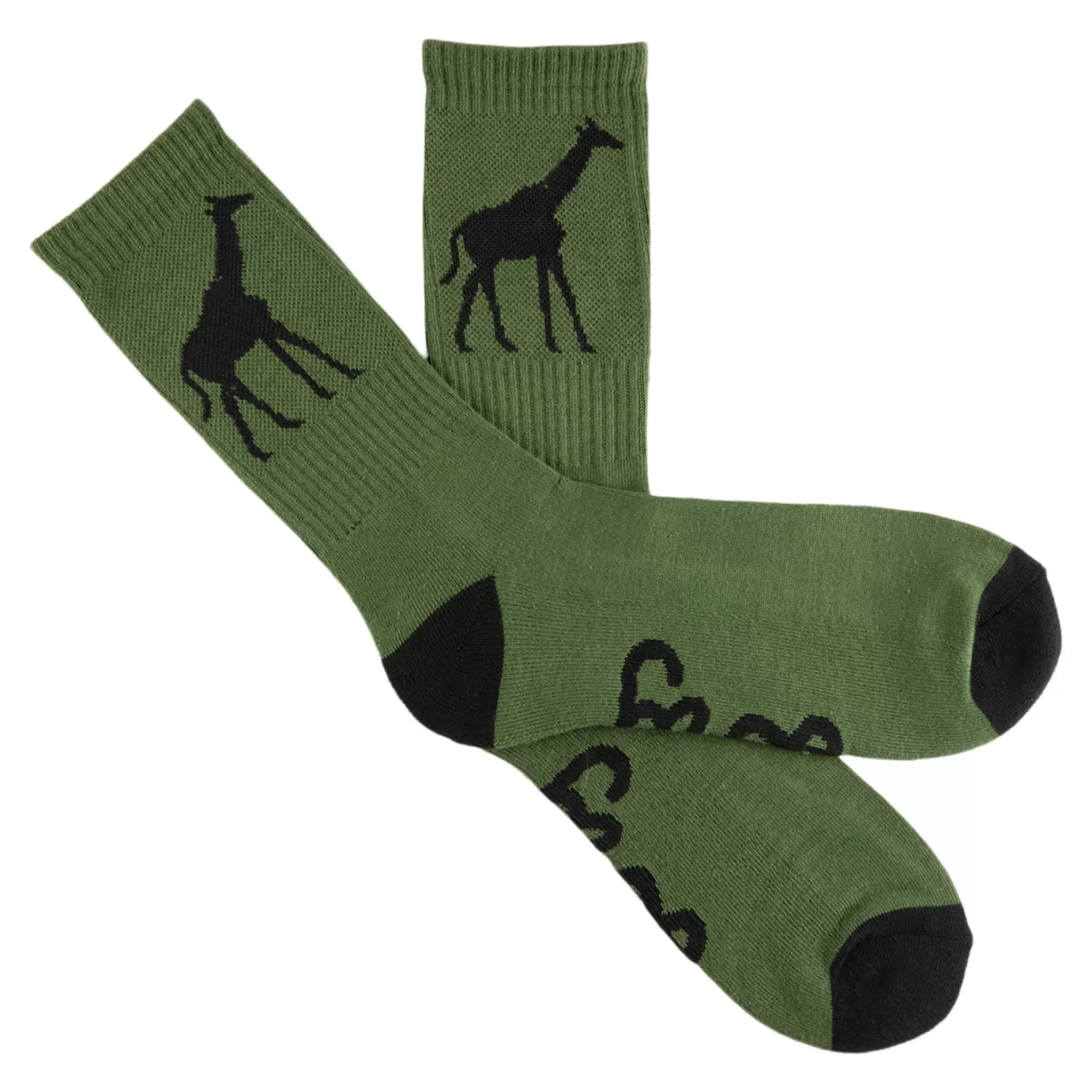 Socks-LRG Giraffe Crew Socks Olive