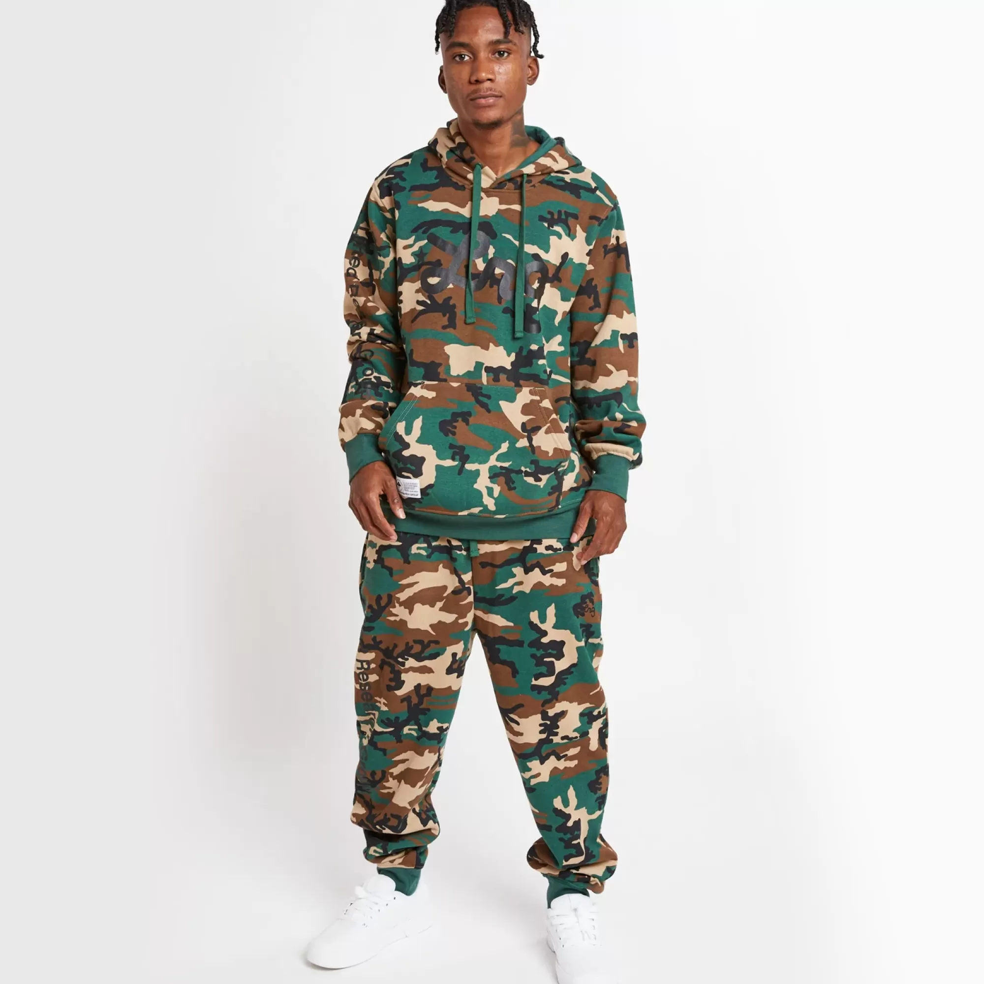 Pants-LRG Roots Script Jogger Sweatpants Green Camo