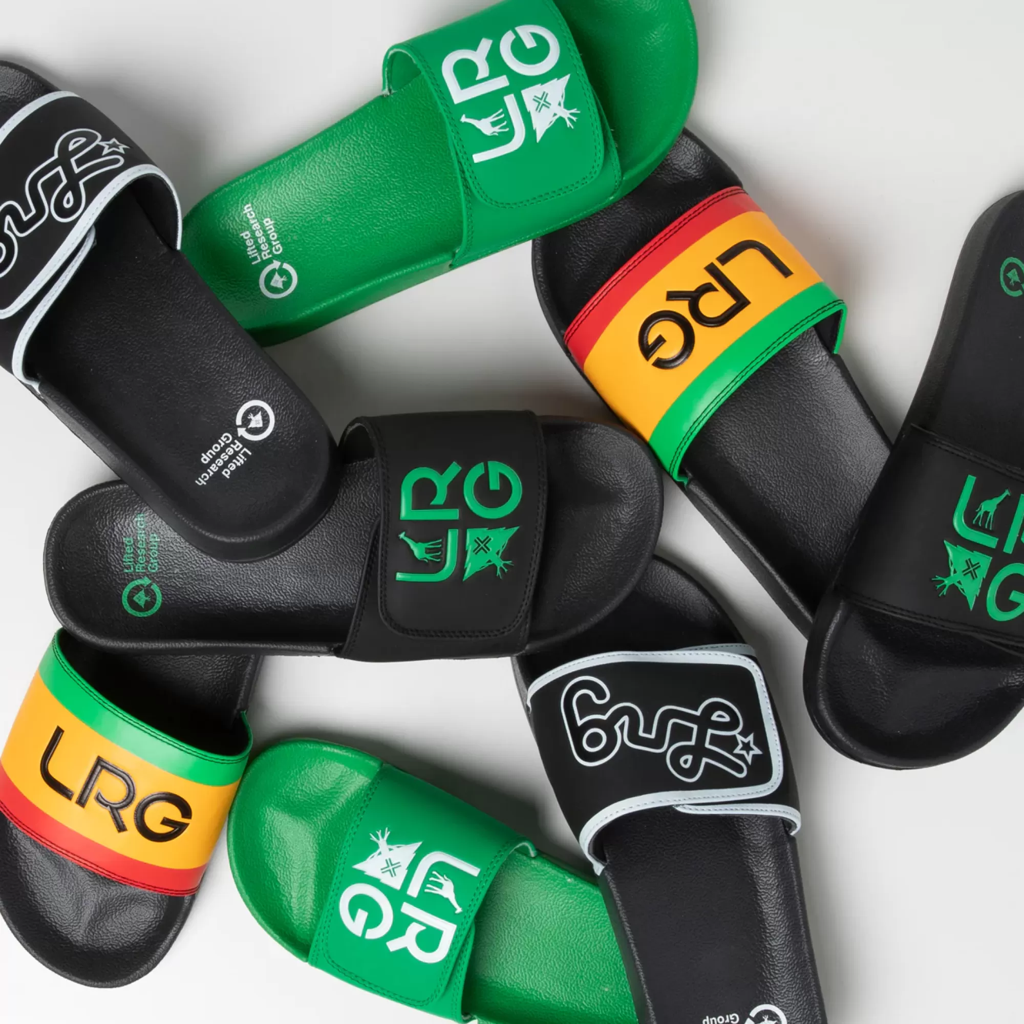 Slides-LRG Stacked Logo Slide Sandals Green