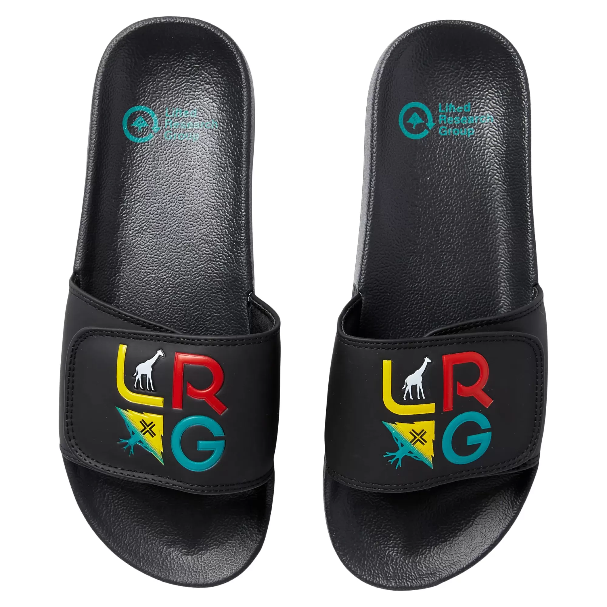 Slides-LRG Stacked Rasta Logo Slides Black